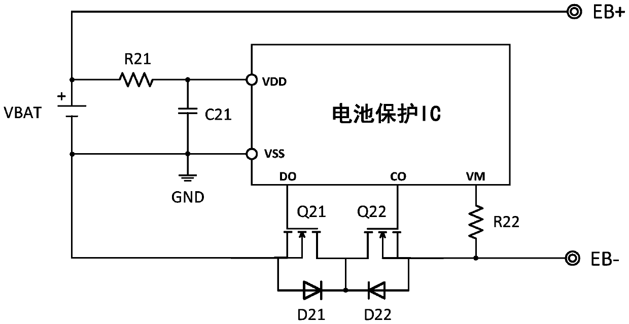 Secondary protection circuit for charging and discharging hardware of lithium ion battery