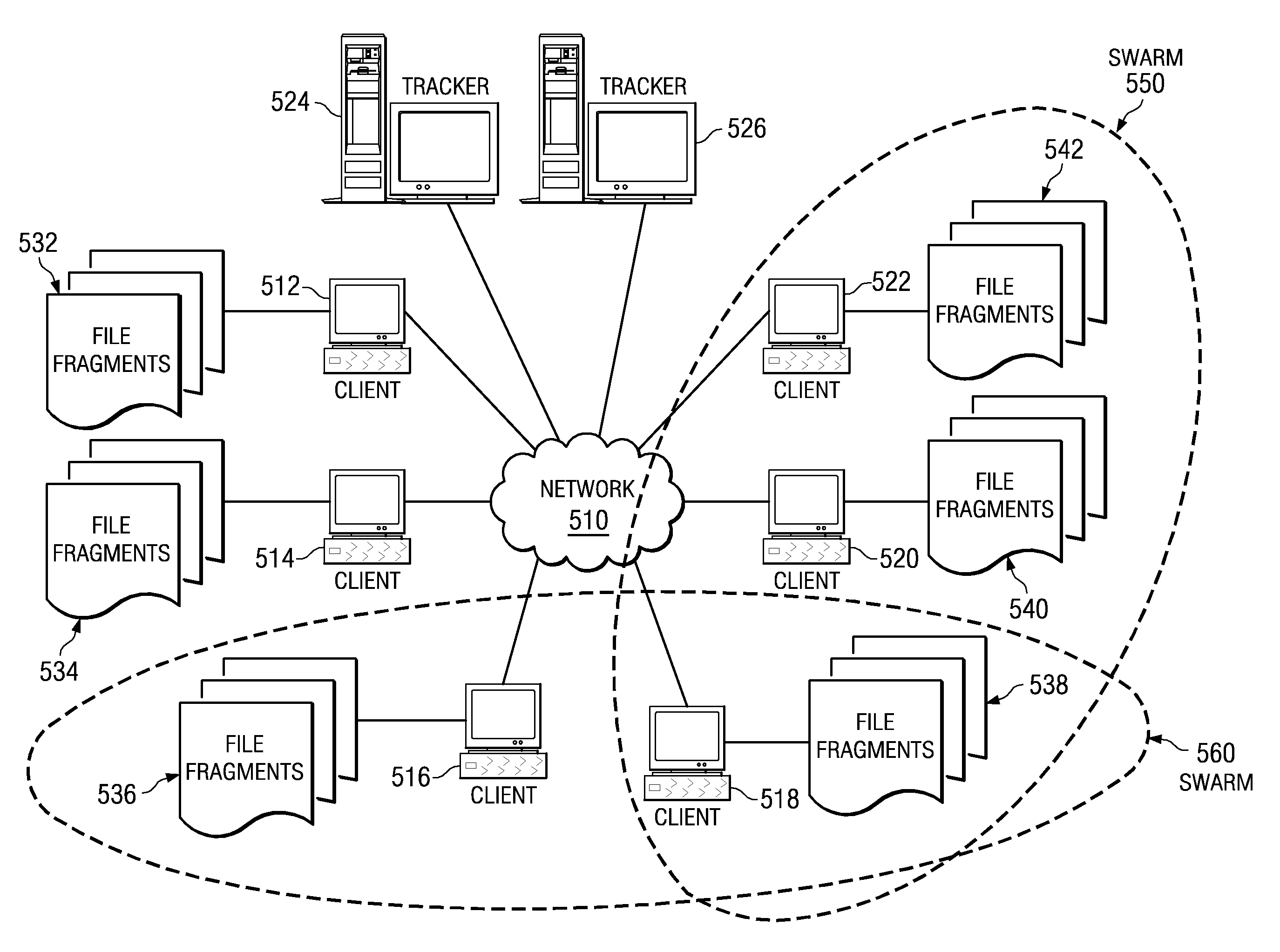 Background file sharing in a segmented peer-to-peer file sharing network