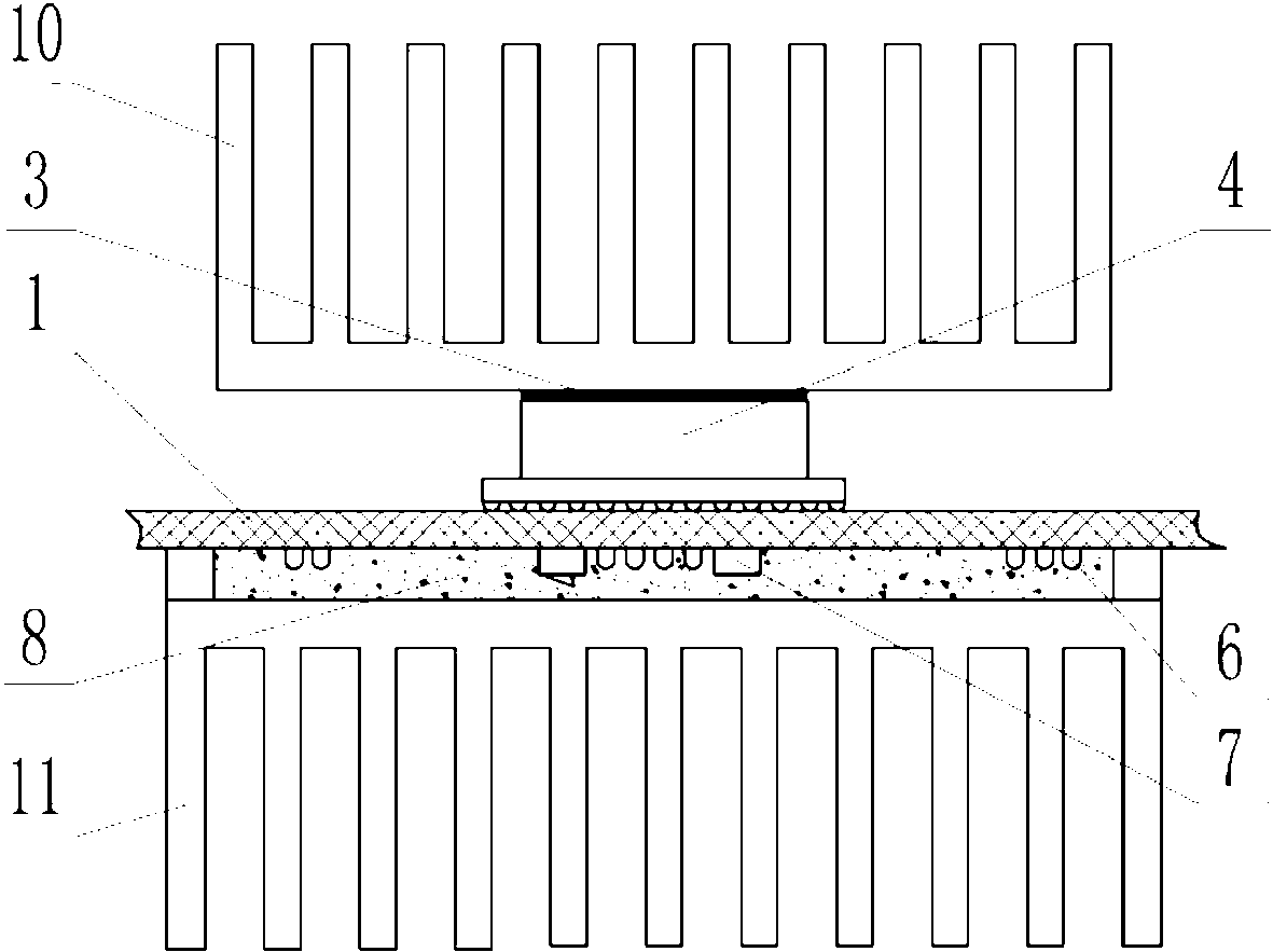 High-density chip radiating method by dual-path heat transfer