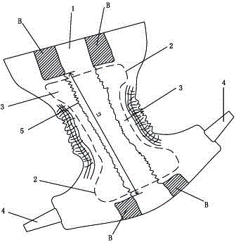 Paper diaper with front and back leak-proof three-dimensional enclosure