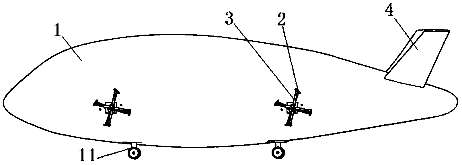 Hybrid power airship adopting inflated wings and cycloidal propellers