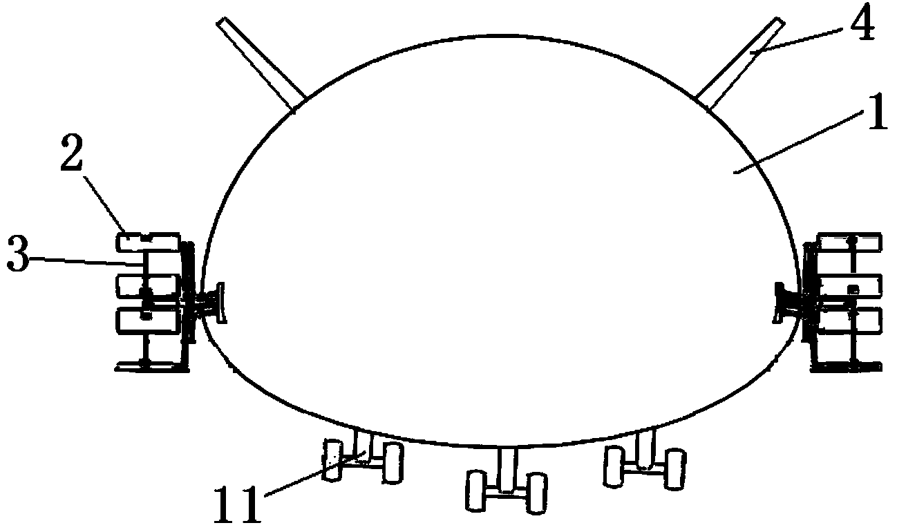 Hybrid power airship adopting inflated wings and cycloidal propellers