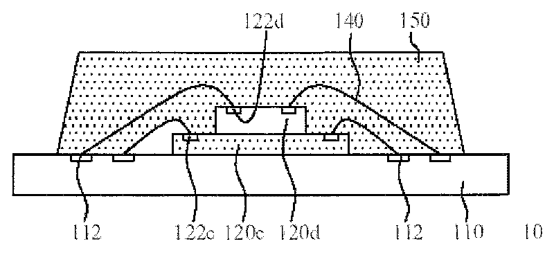 Stacking chip encapsulation structure with multi-section bus bar in lead rack