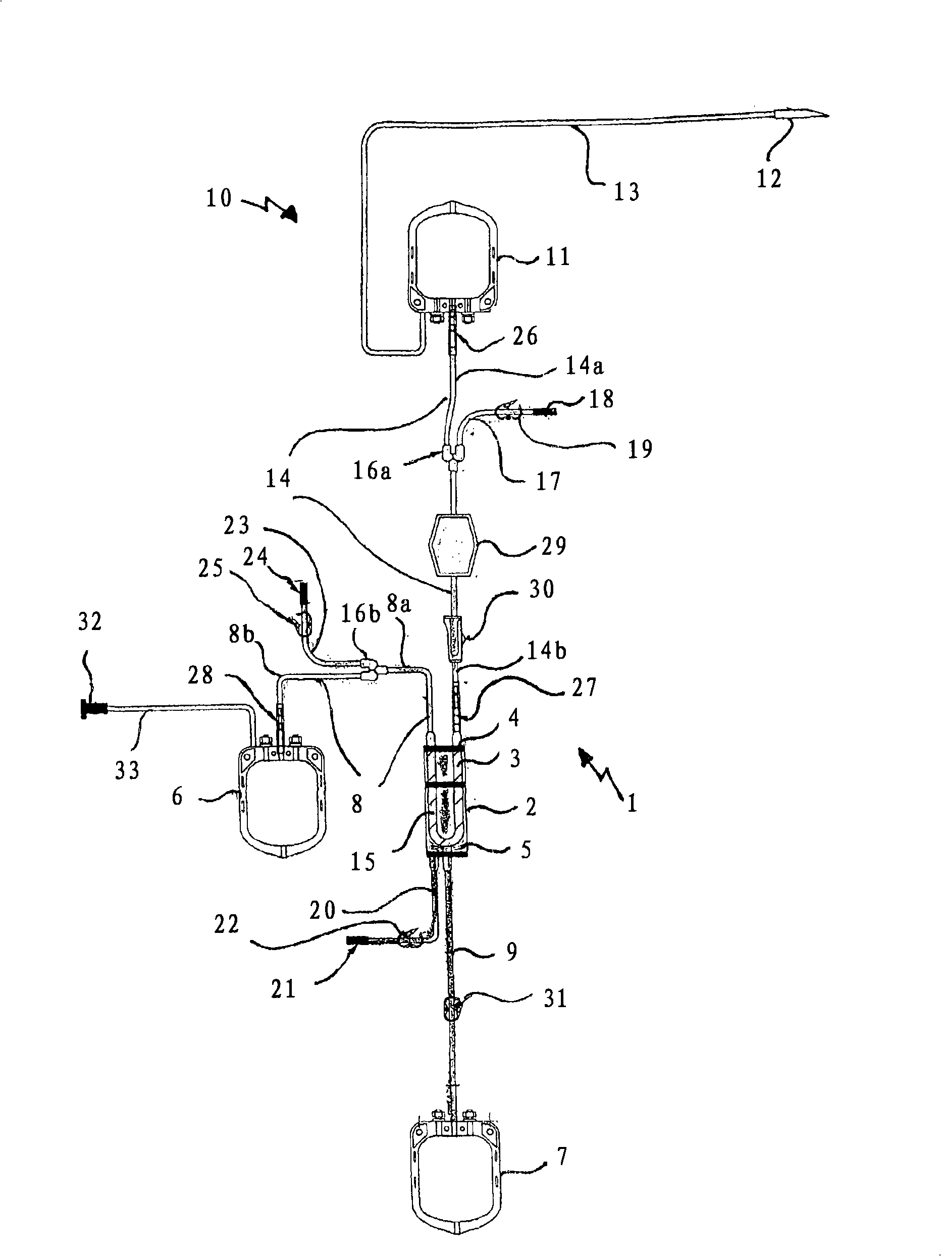 Vapour-sterisable blood separating device