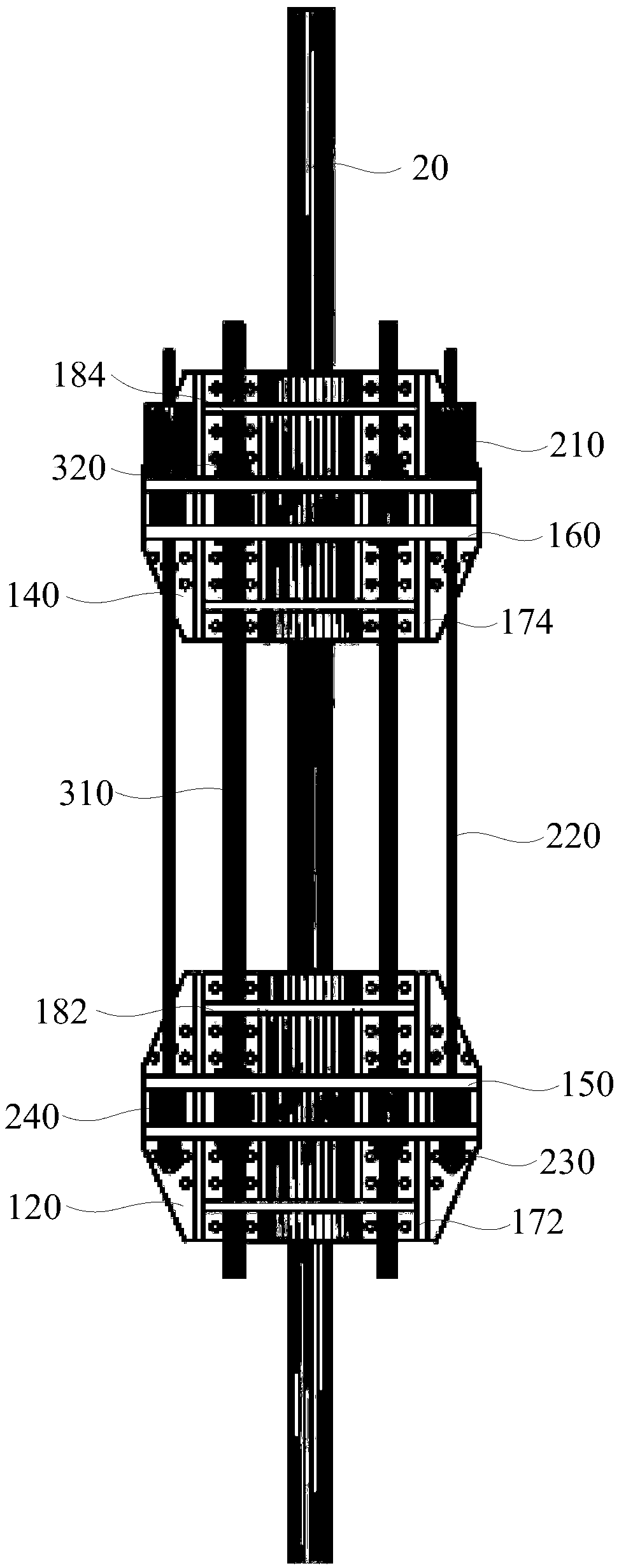 Cable cutting device and cable-stayed dismantling construction method