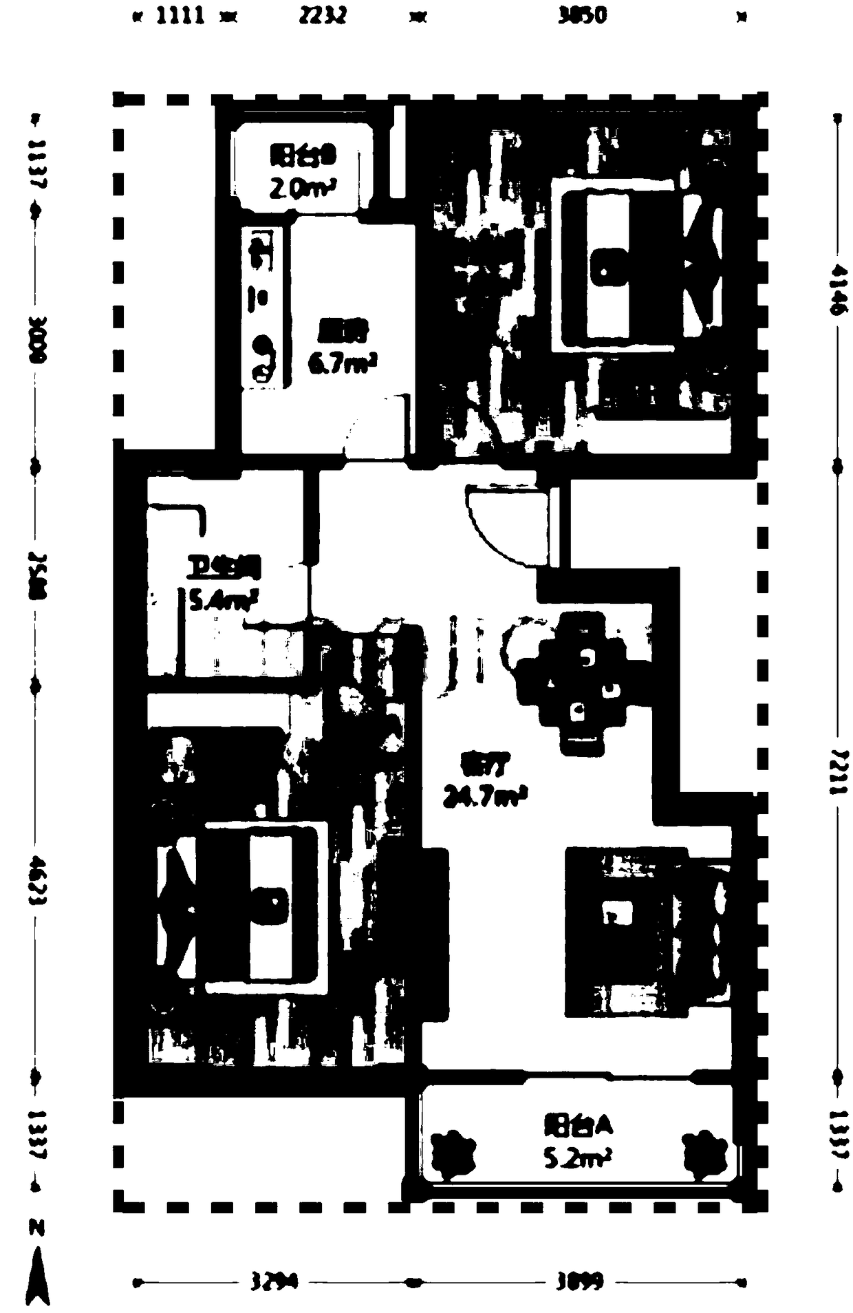 Quantitative-evaluation method and device of house type squareness degree