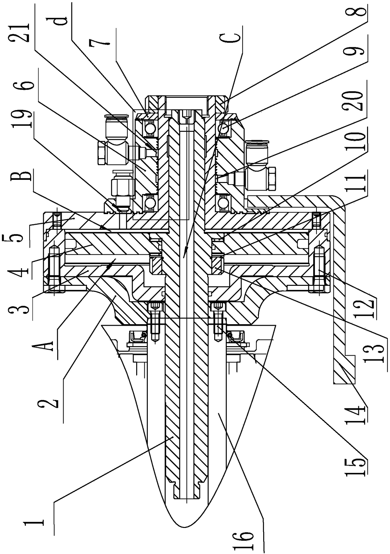 Broaching tool mechanism capable of rotating at high speed