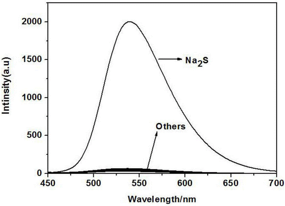 Hydrogen sulfide molecule fluorescent probe with mitochondrial targeting and two-photon property as well as preparation method and application of hydrogen sulfide molecule fluorescent probe