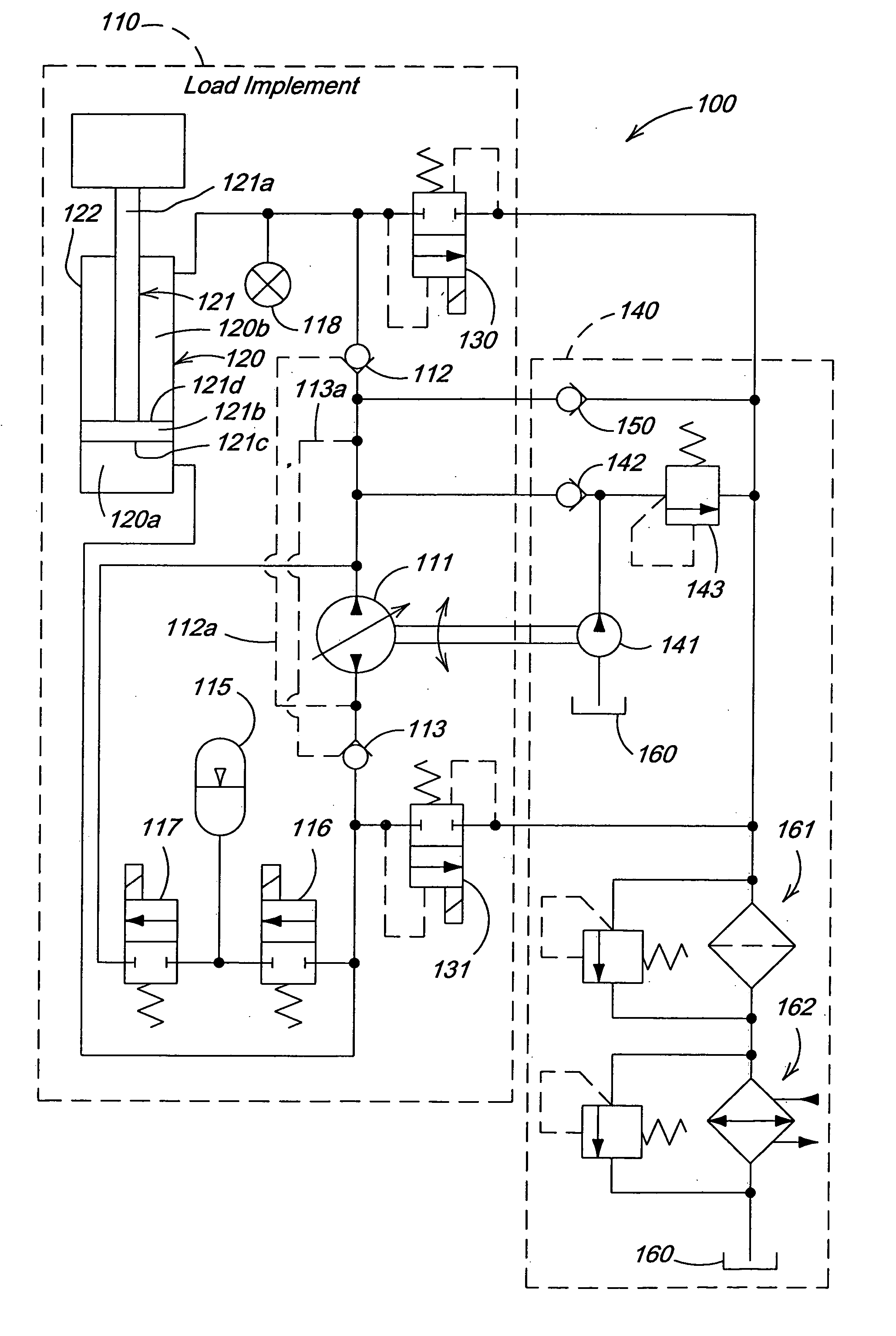 Closed circuit energy recovery system for a work implement