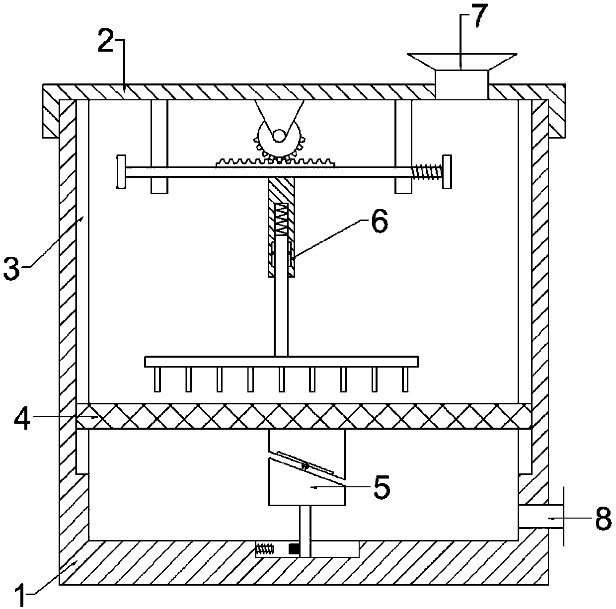 Particle material screening device for industrial production based on half-gear driving principle