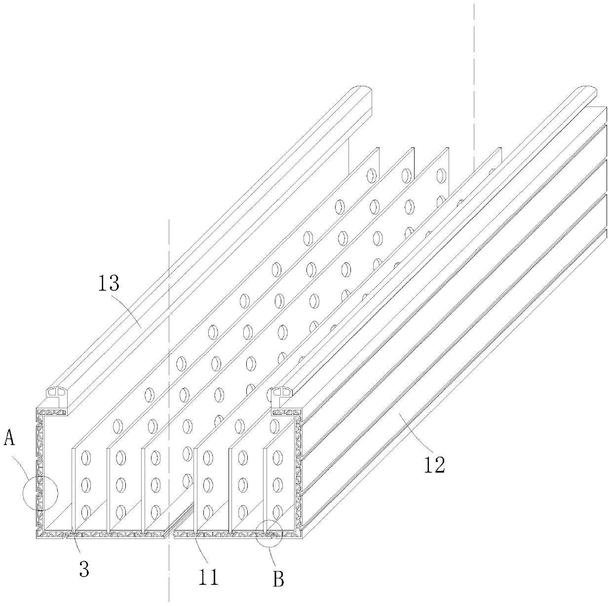 Novel high-molecular alloy plastic hollow cable bridge