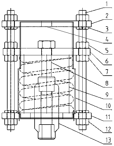 Overload prevention combined type variable spring supporter and hanger utilizing threaded rod to lock