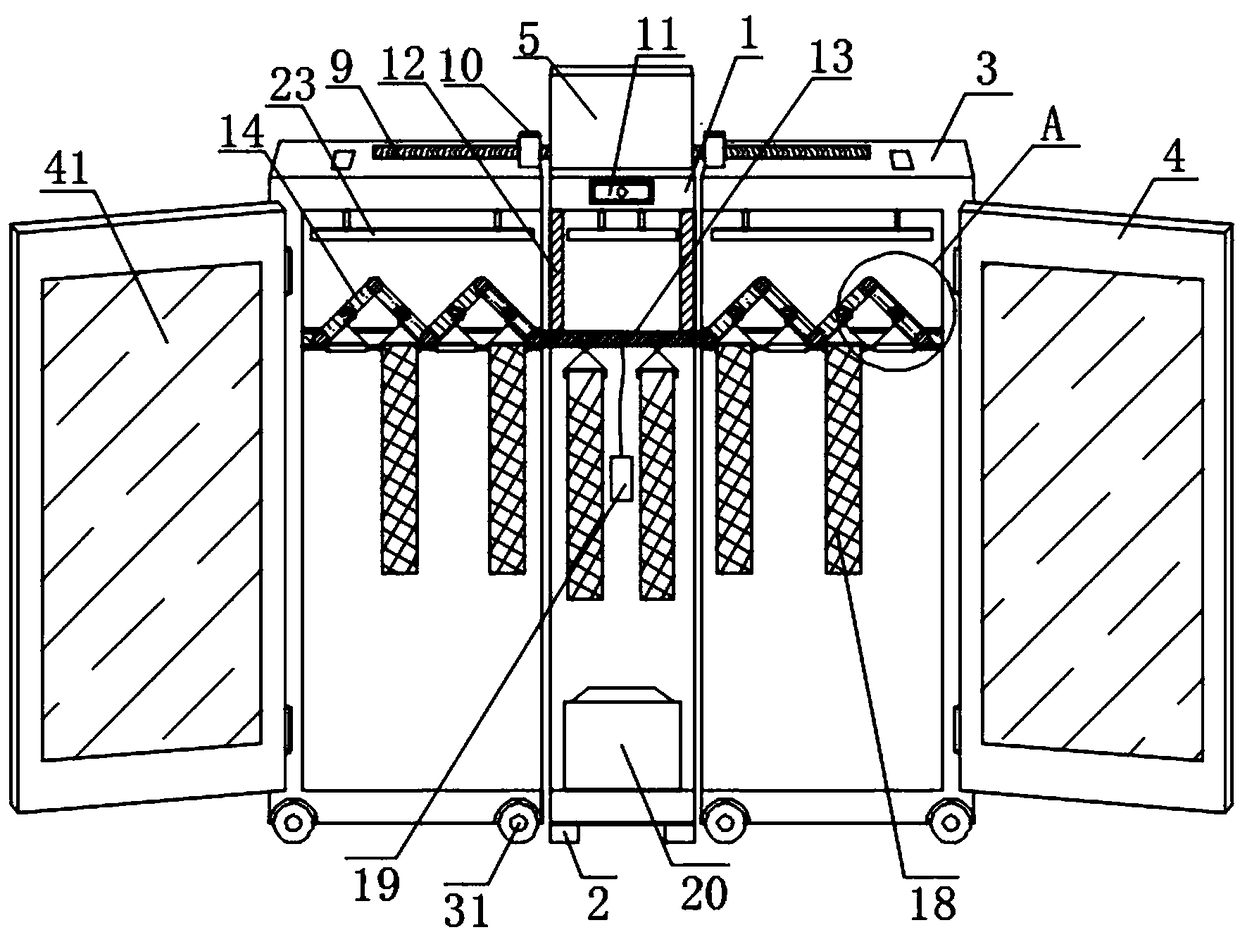 An intelligent wardrobe with shrinkable and dehumidifying functions