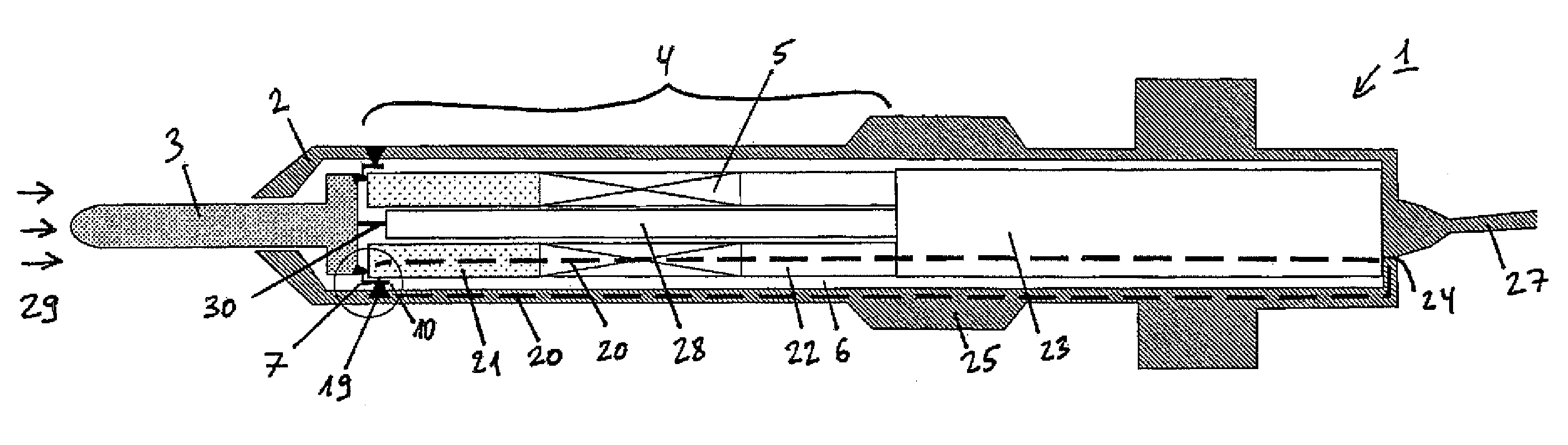 Pressure sensor for measurements in a chamber of an internal combustion engine