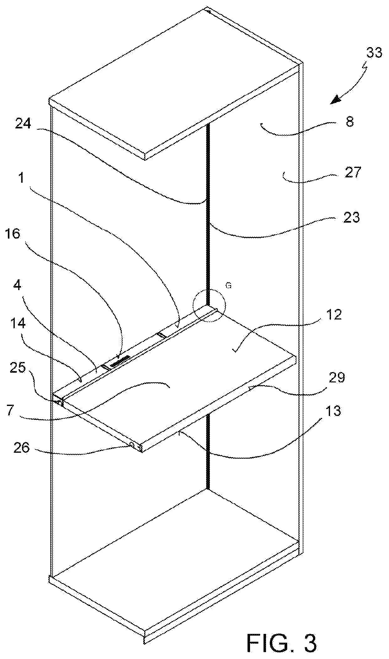 Sanitization Assembly, Shelf for Furnishing Element with  Sanitization Assembly and Furnishing Element with Sanitization Assembly