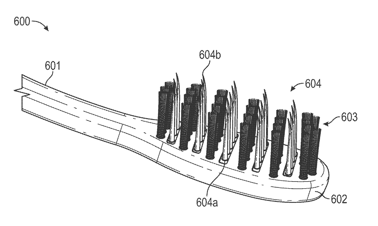 Toothbrush having tufted bristles and tongue brush bristles emanating from the same surface