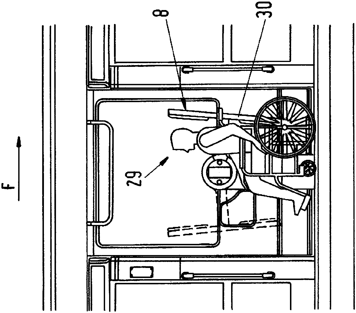 Deflector plate device for a public transport vehicle