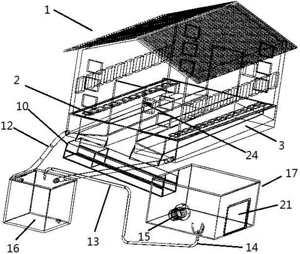 Solid-liquid separating device used for ecological pig breeding and ecological breeding system