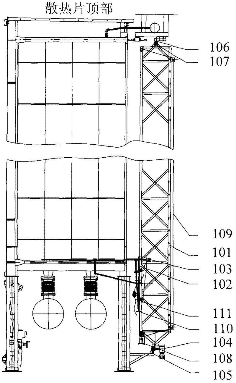 Cleaning device in indirect air cooling tower