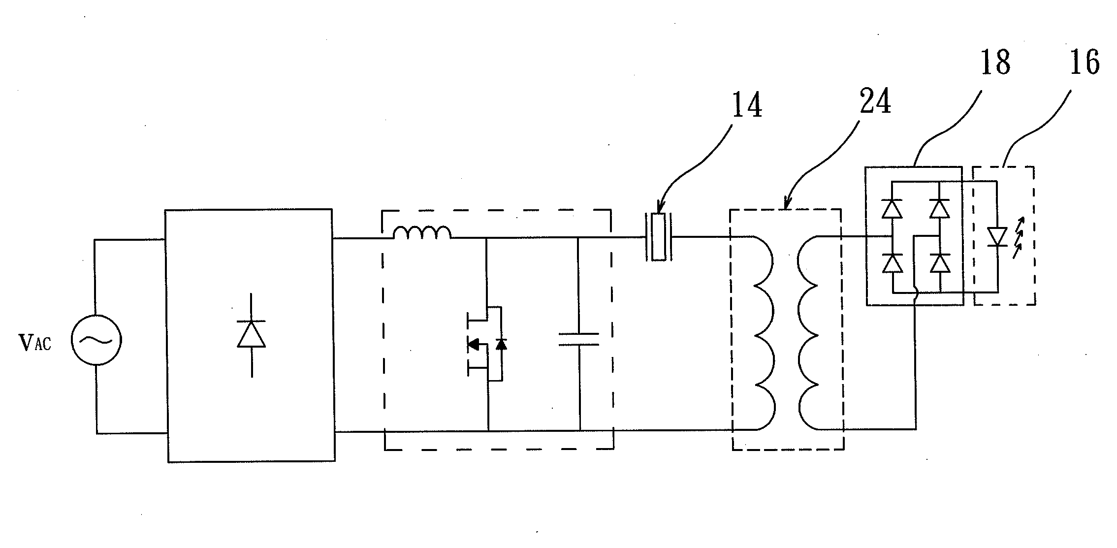 Piezoelectric resonator light-emitting-diode (LED) driving circuit