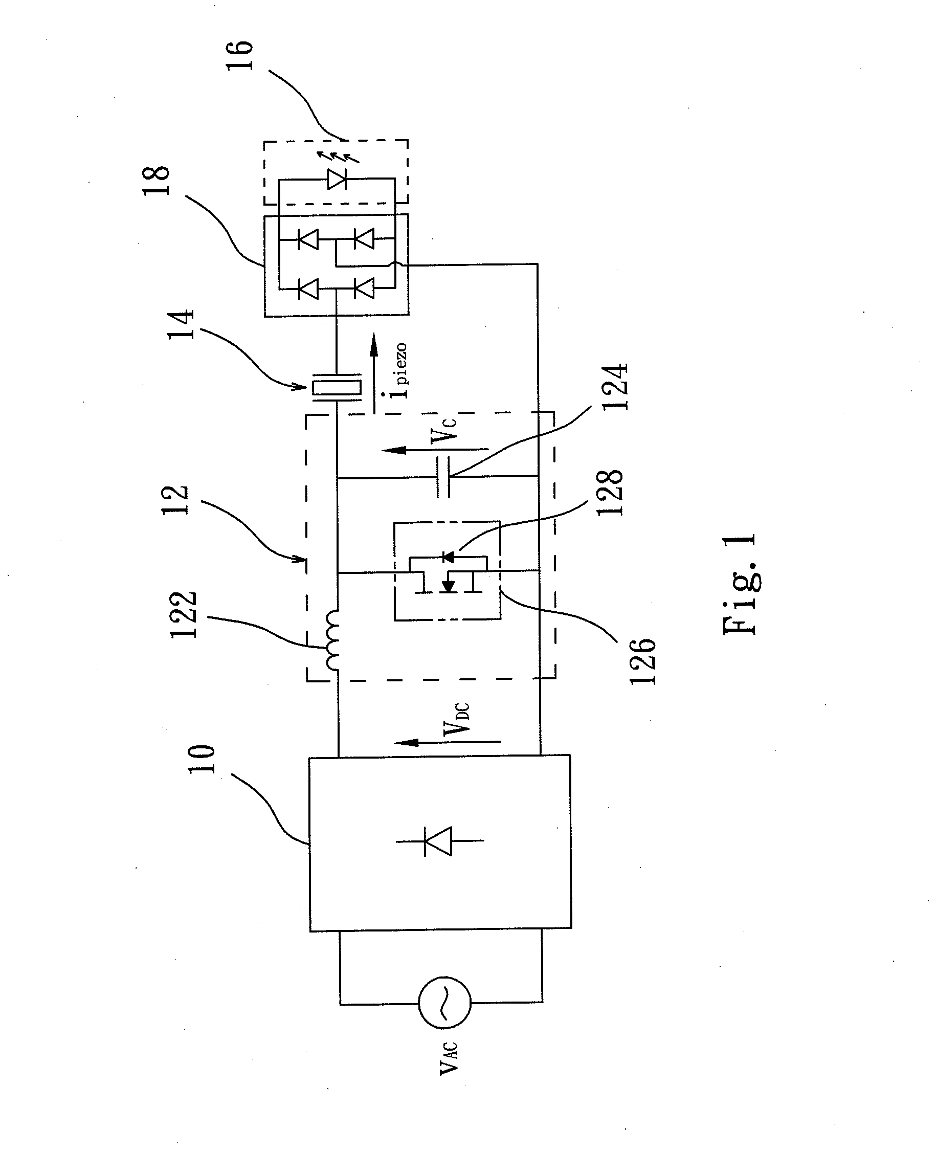 Piezoelectric resonator light-emitting-diode (LED) driving circuit