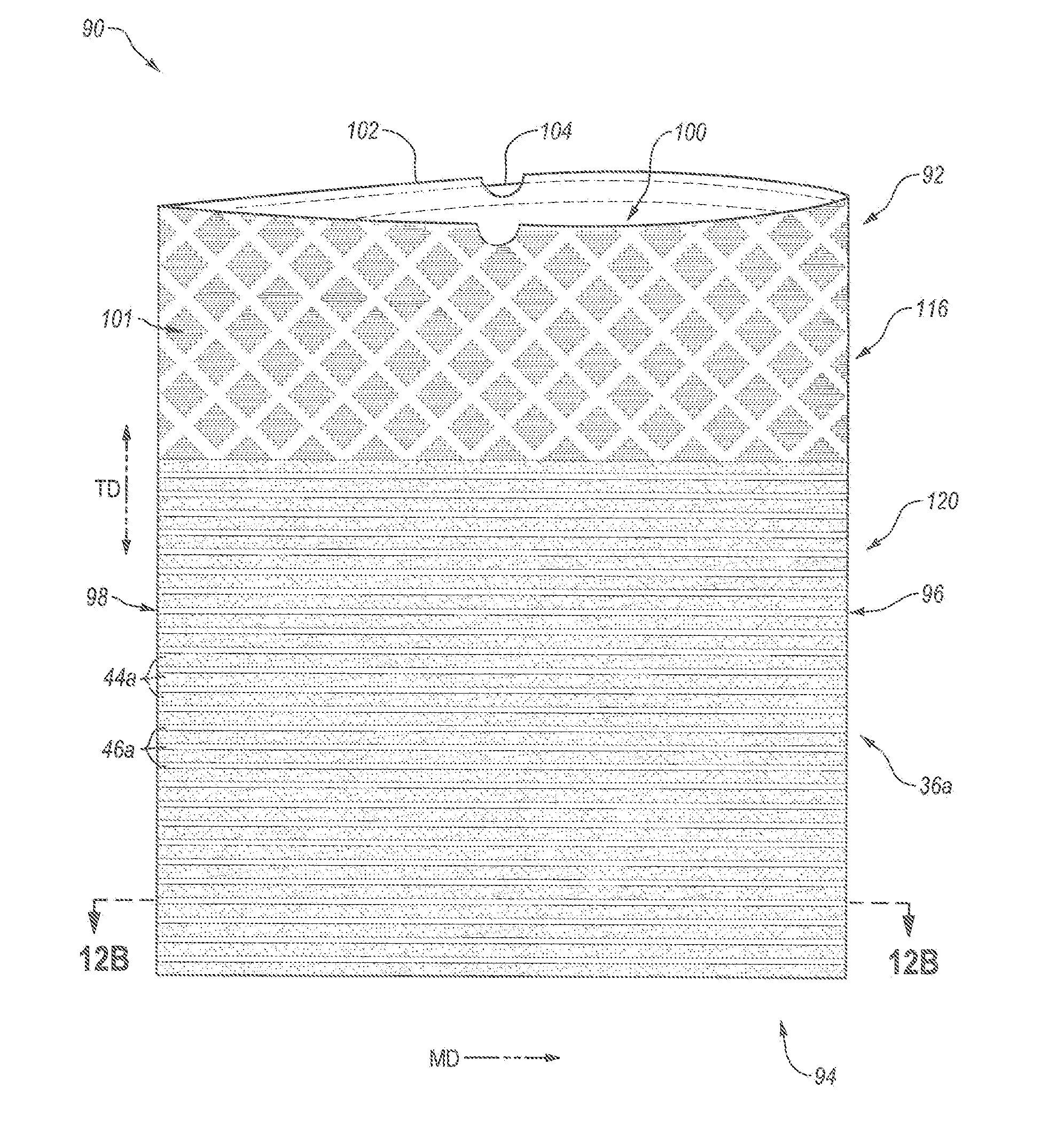 Multi-layered bags with discrete non-continuous lamination