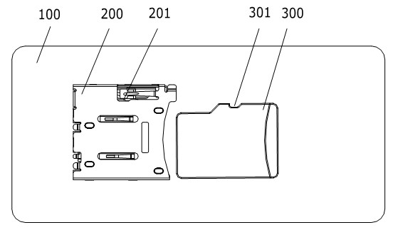 Built-in type SD (Secure Digital) card falling preventing structure