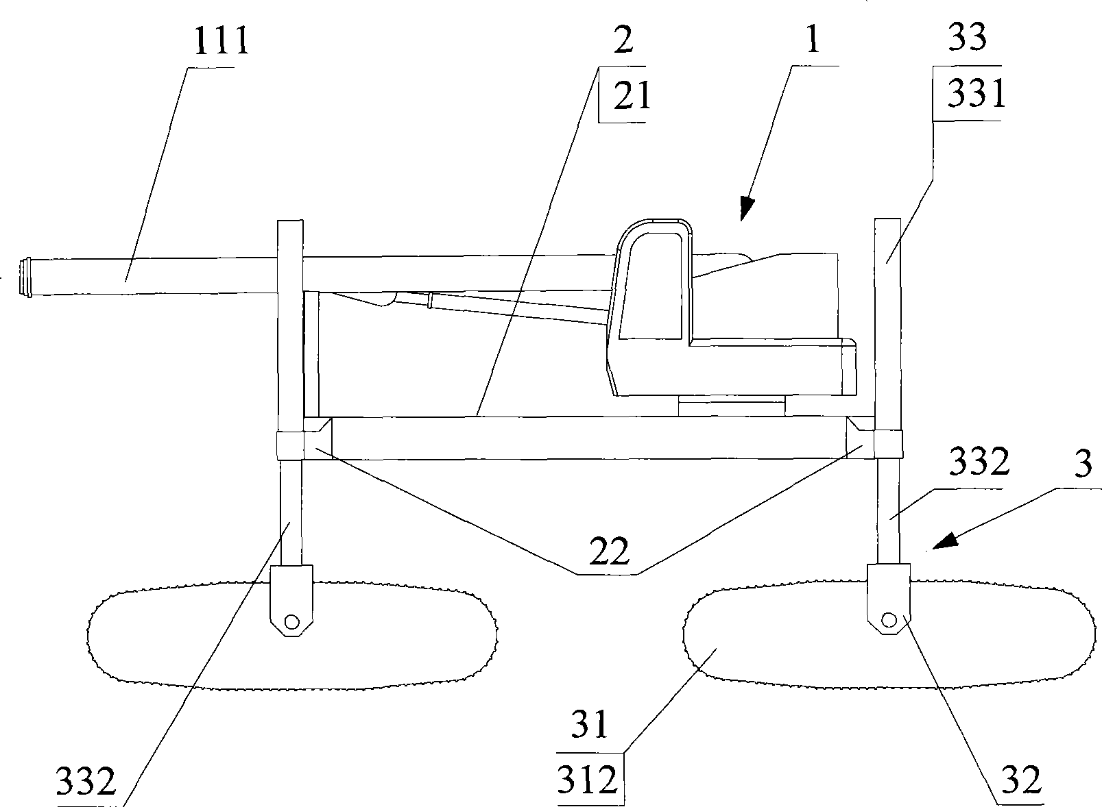 Amphibious caterpillar crane