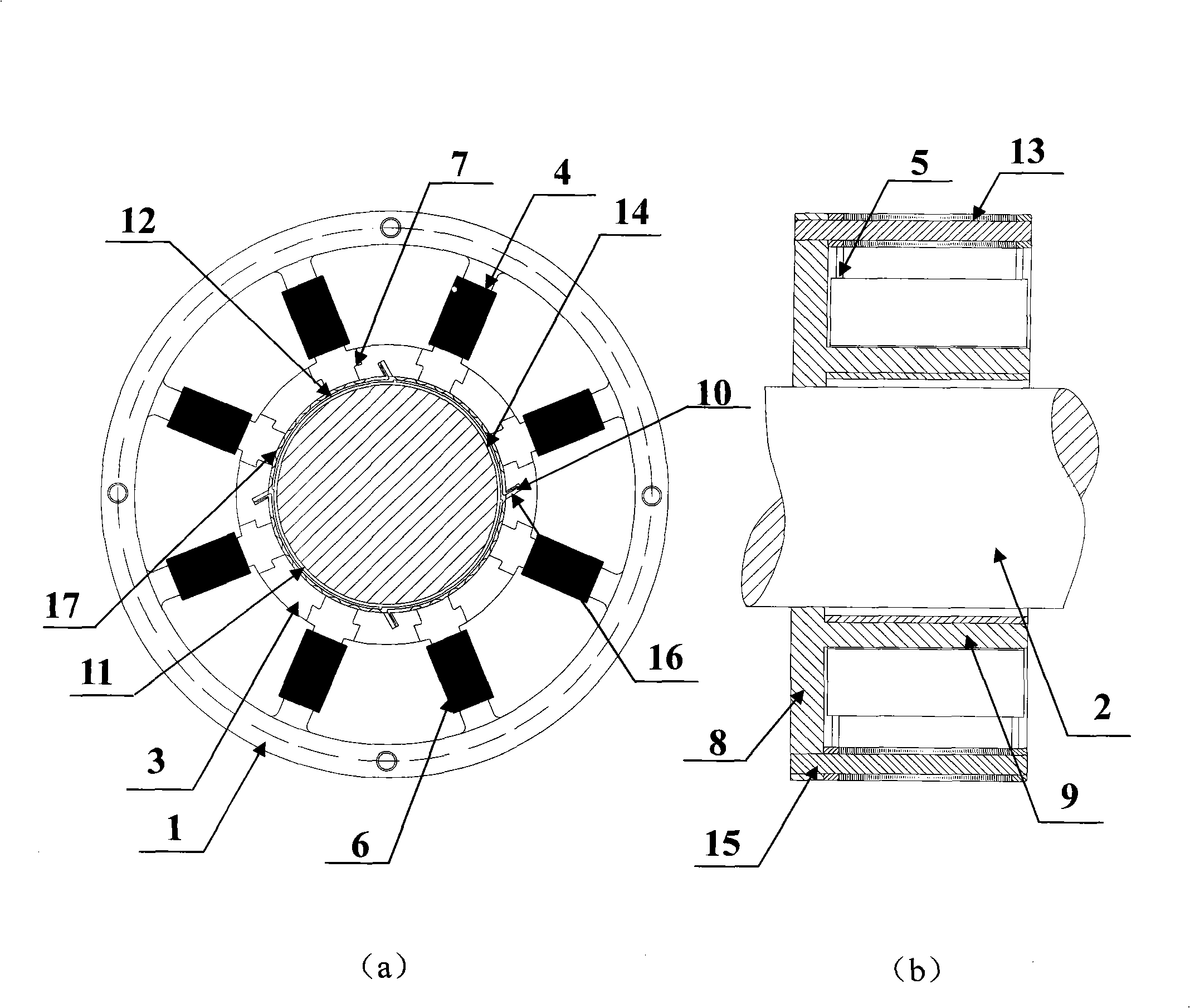 Pre-tightening electromagnetic-elastic foil gas combination bearing