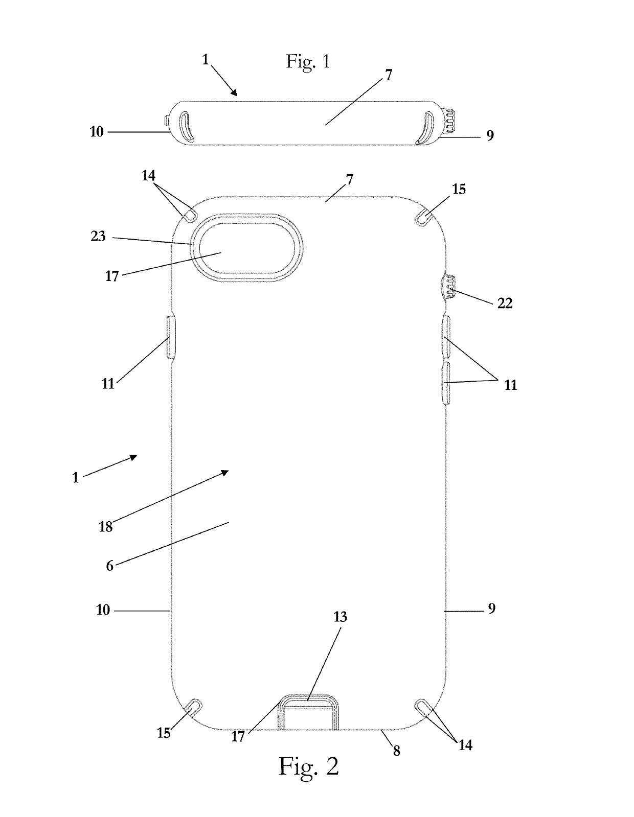 Tri-layer case with shock-absorbing impact geometry