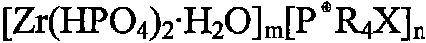 Quaternary phosphonium salt pillared layered zirconium phosphate material, and preparation method and application thereof