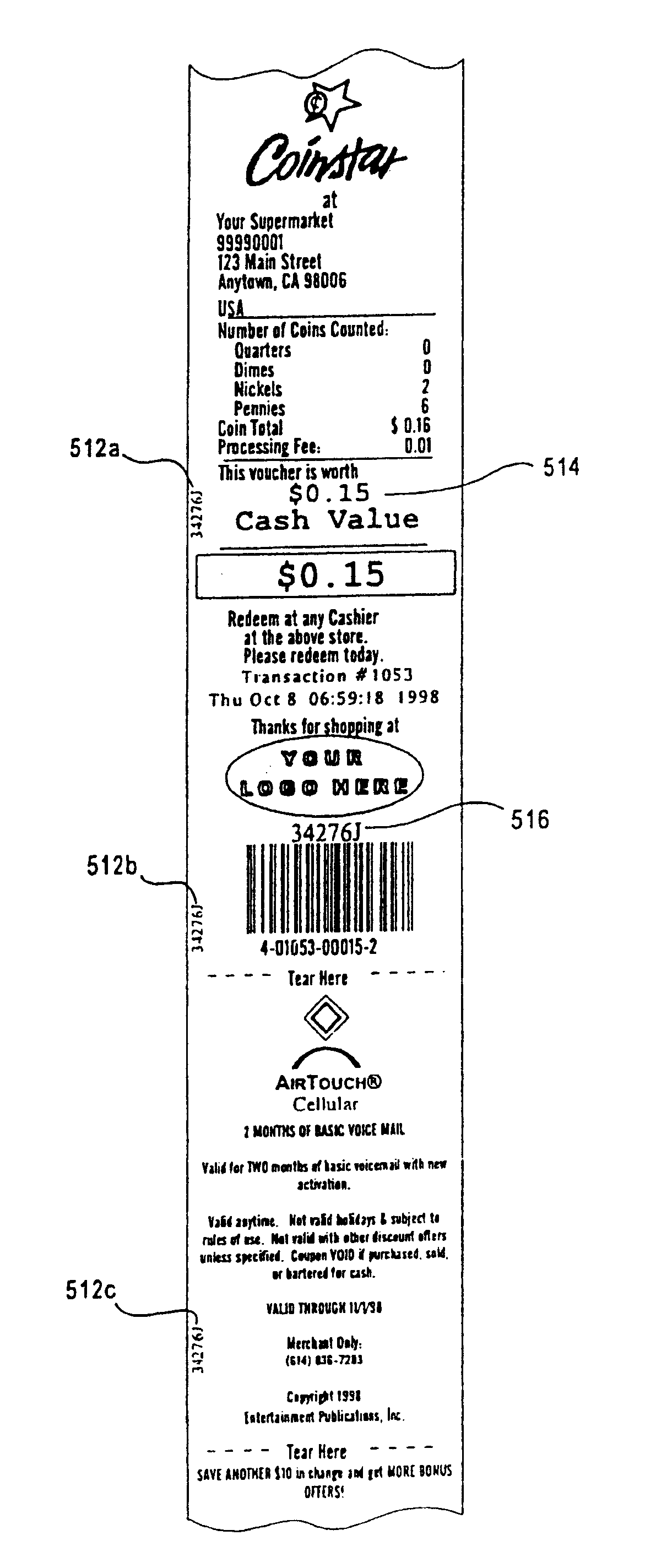 Coin-discriminator voucher anti-counterfeiting method and apparatus