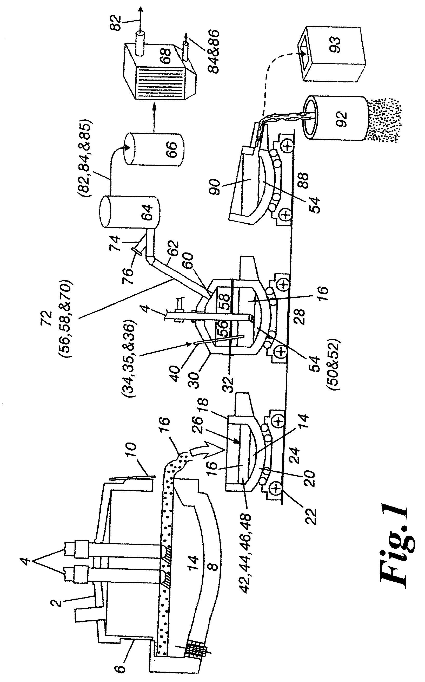 Method and apparatus for recovering metal values from liquid slag and baghouse dust of an electric arc furnace