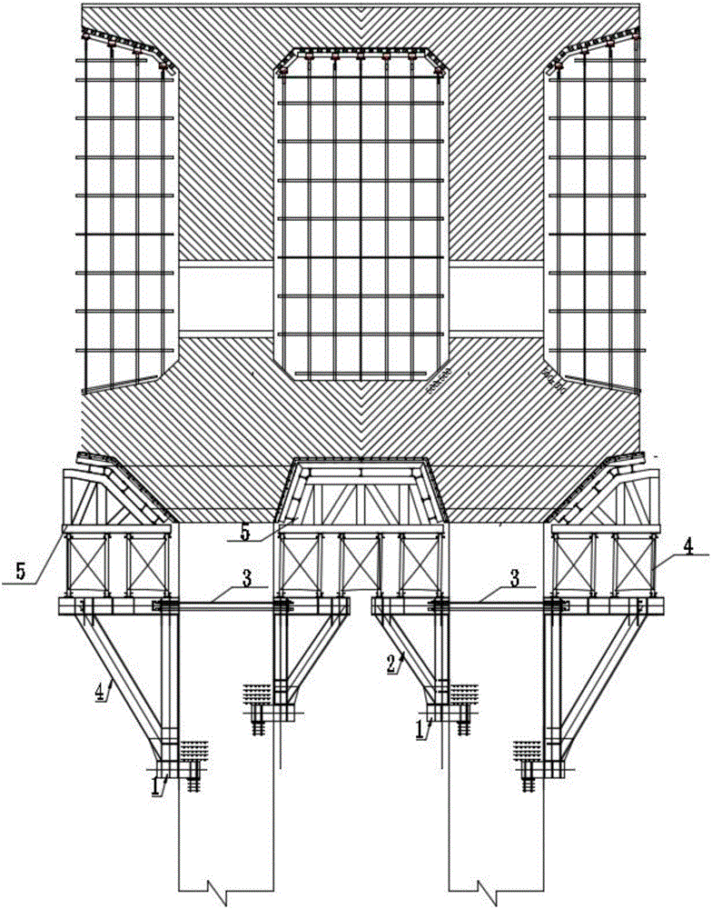 Cast-in-situ support bearing bracket structure for No. 0 segment of large-span rigid-frame continuous girder