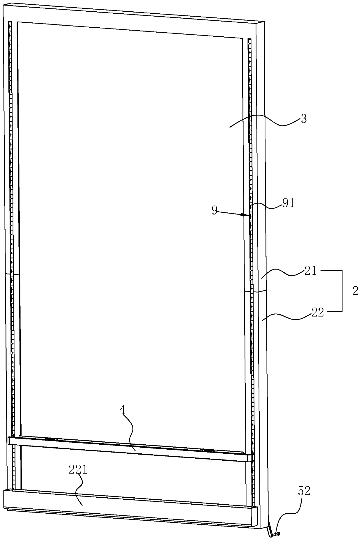 Open aluminum curtain wall structure