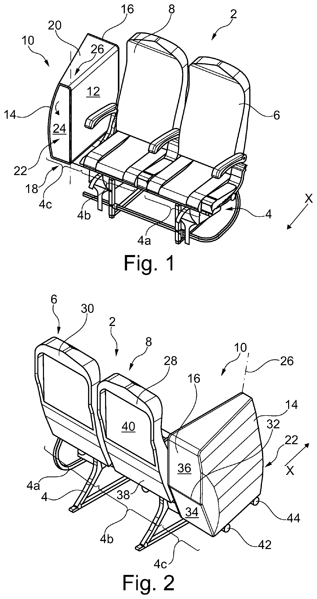 Receiving systems for receiving persons and objects for a cabin of a vehicle as well as an aircraft equipped therewith