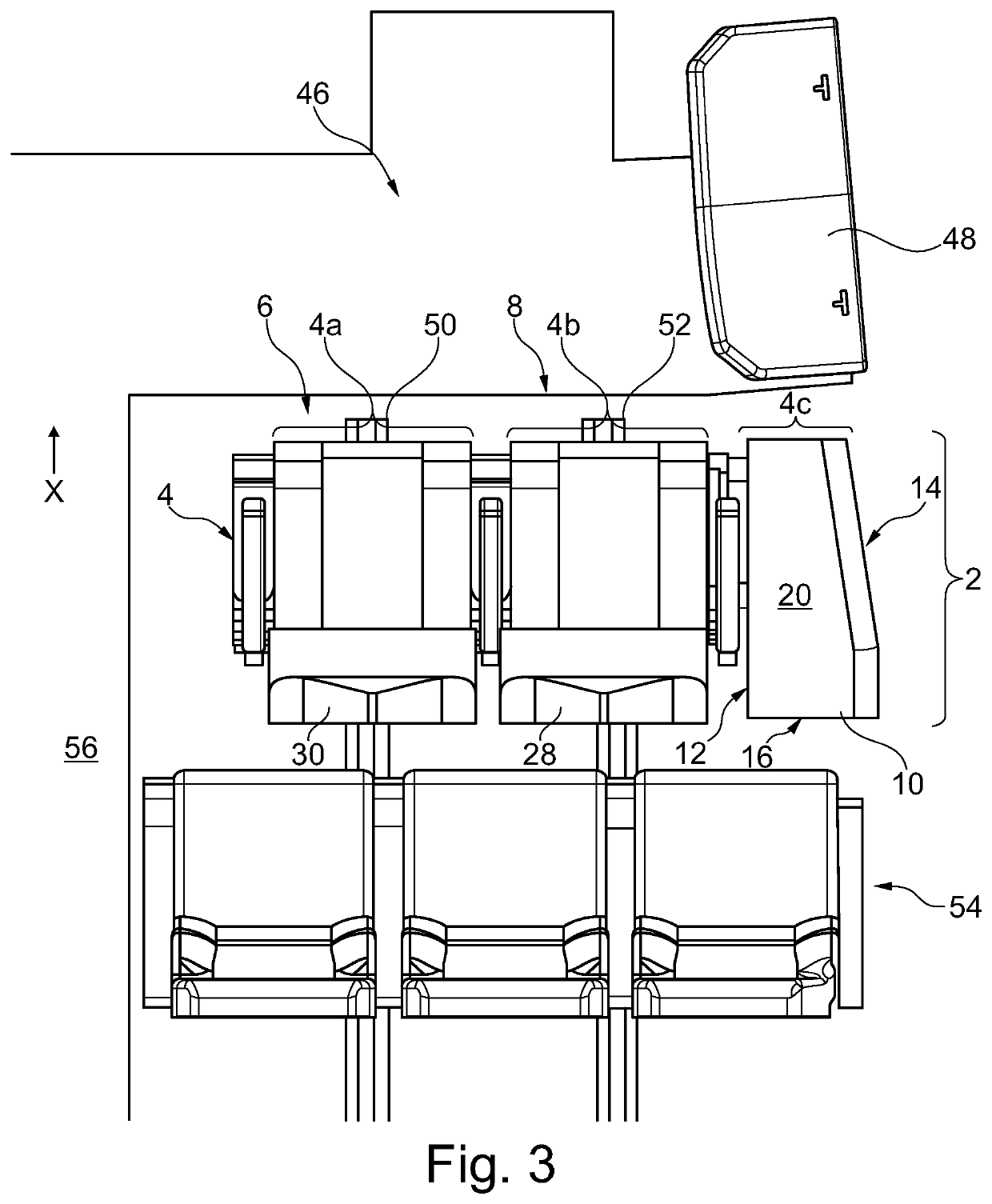 Receiving systems for receiving persons and objects for a cabin of a vehicle as well as an aircraft equipped therewith