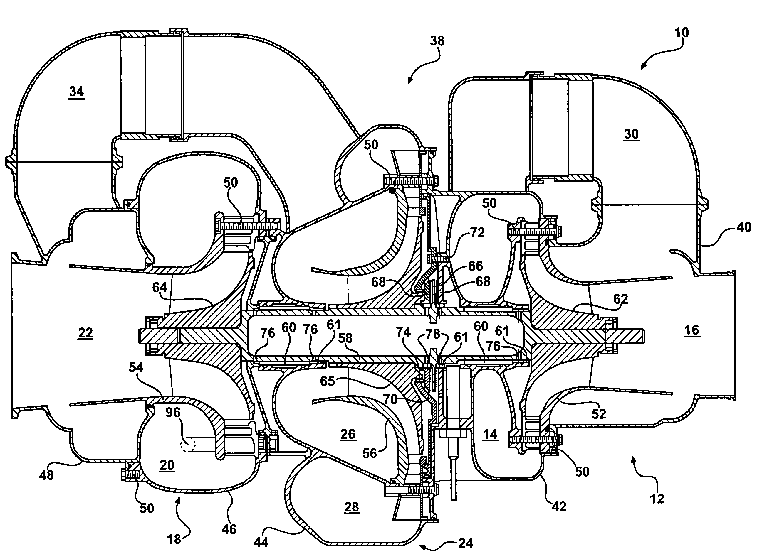 ACM cooling flow path and thrust load design