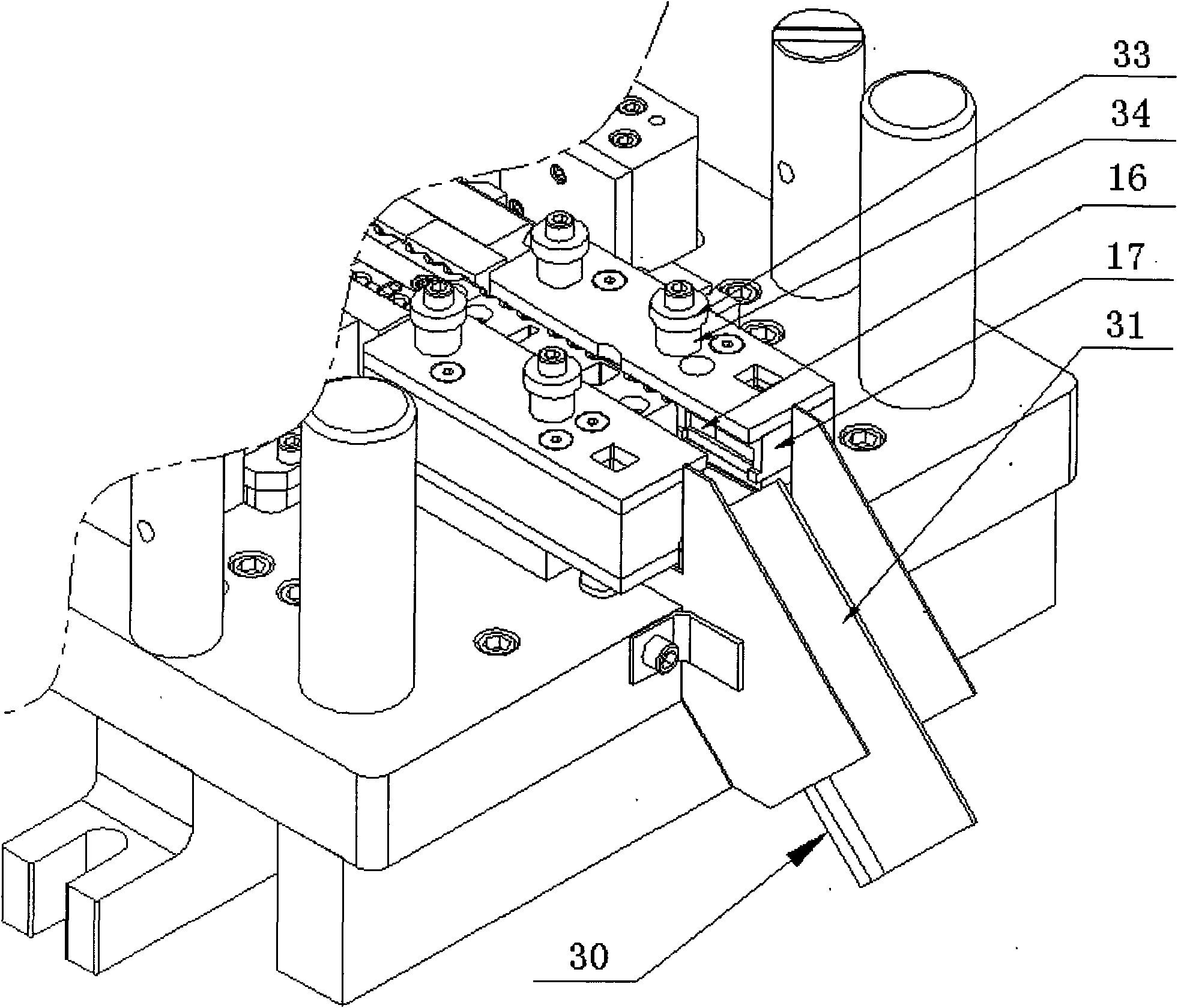 Progressive die discharging mechanism