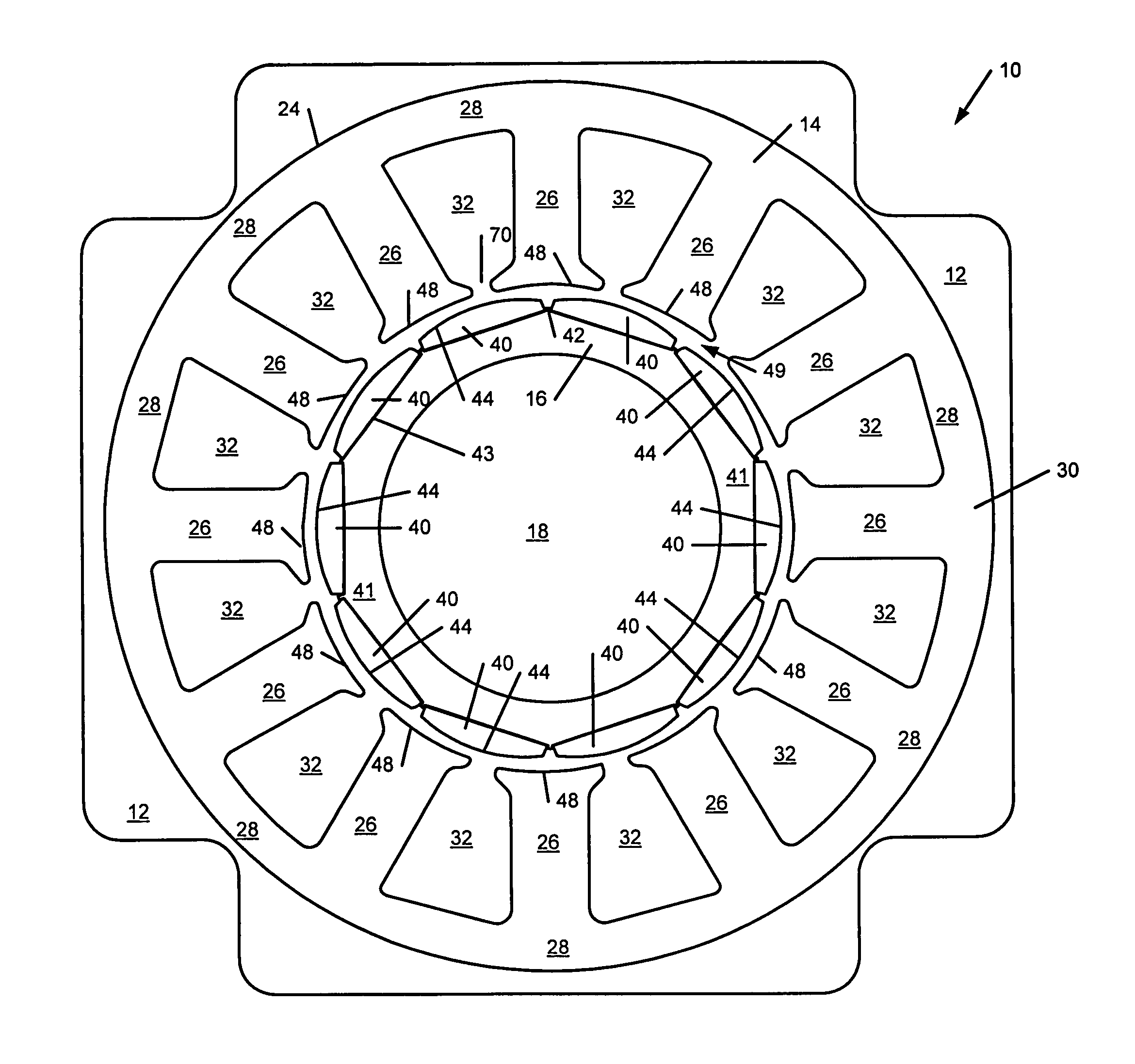 Permanent magnet electric machine having reduced cogging torque