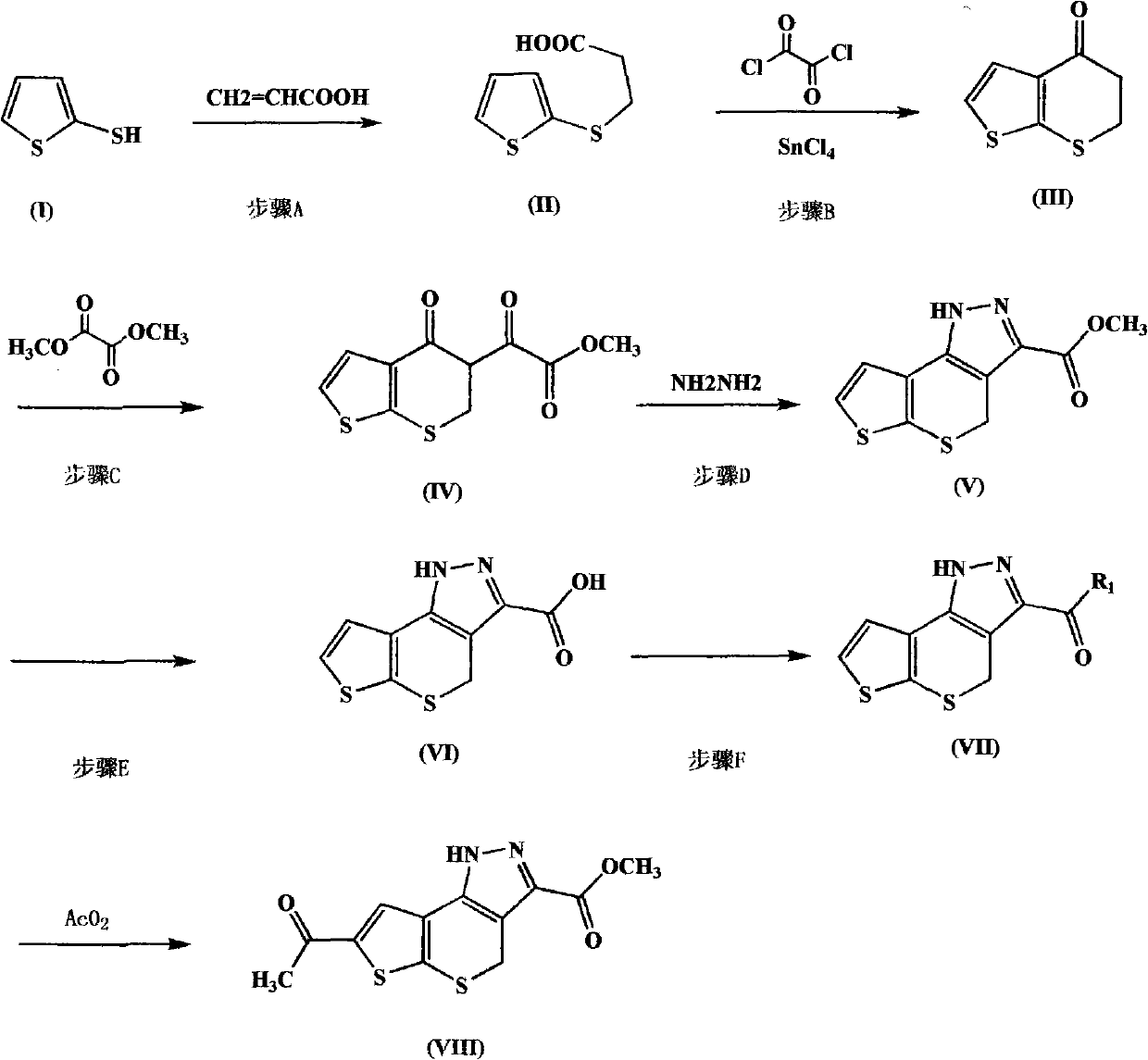 1,4-dihydrobithiophene [3', 2': 5, 6] bithiapyran [4, 3-c] pyrazol-3-carboxylic acid derivative and application thereof