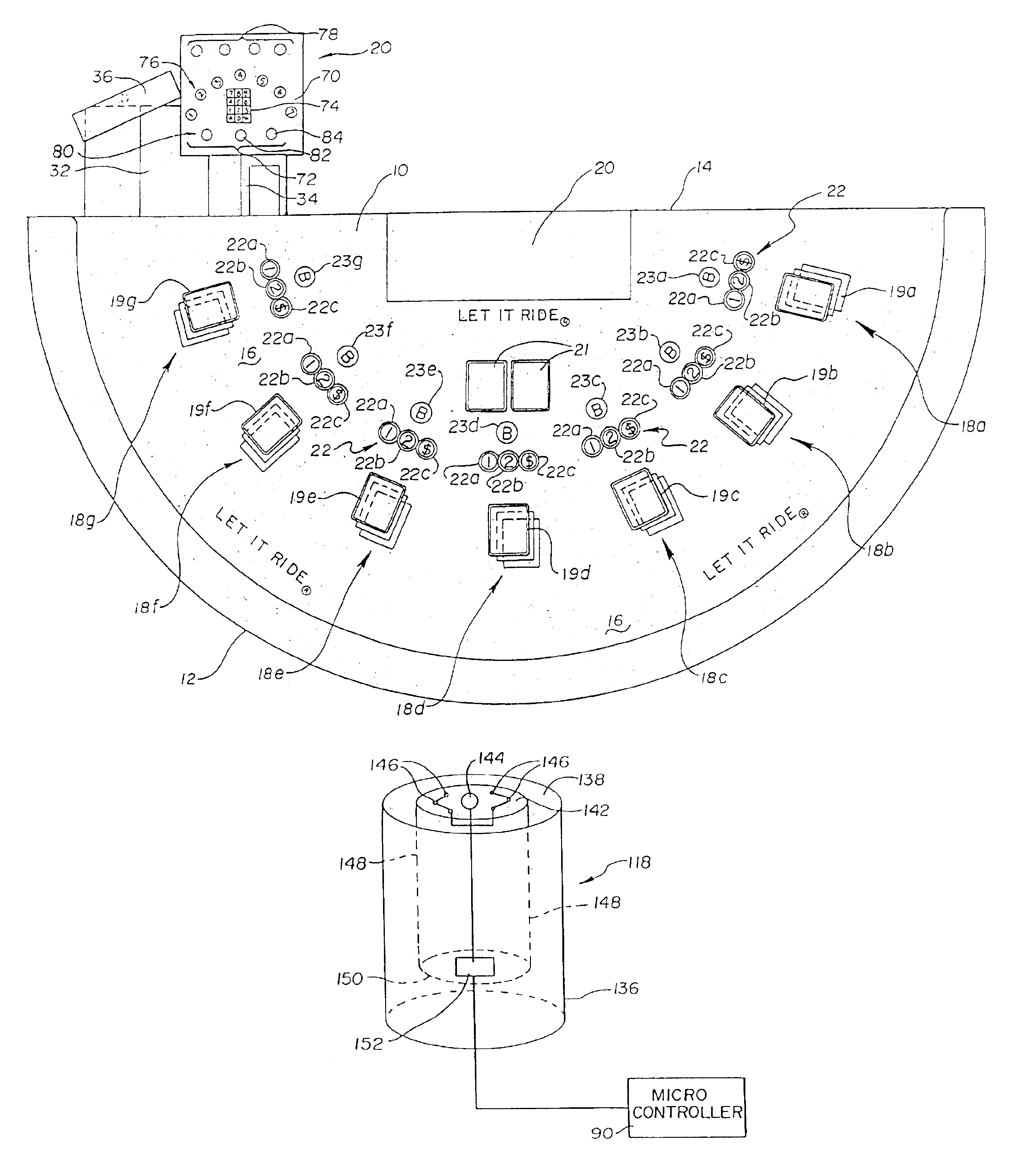 Photoelectric gaming token sensing apparatus with flush mounted gaming token supporter