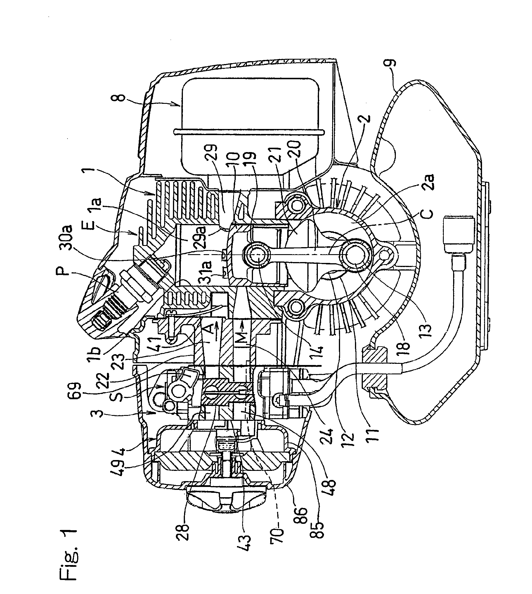 Two-stroke cycle combustion engine of air scavenging type