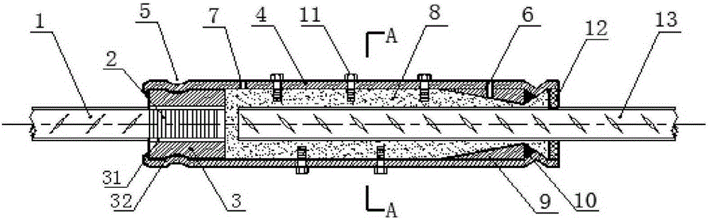 Half-grouted sleeve with built-in cone