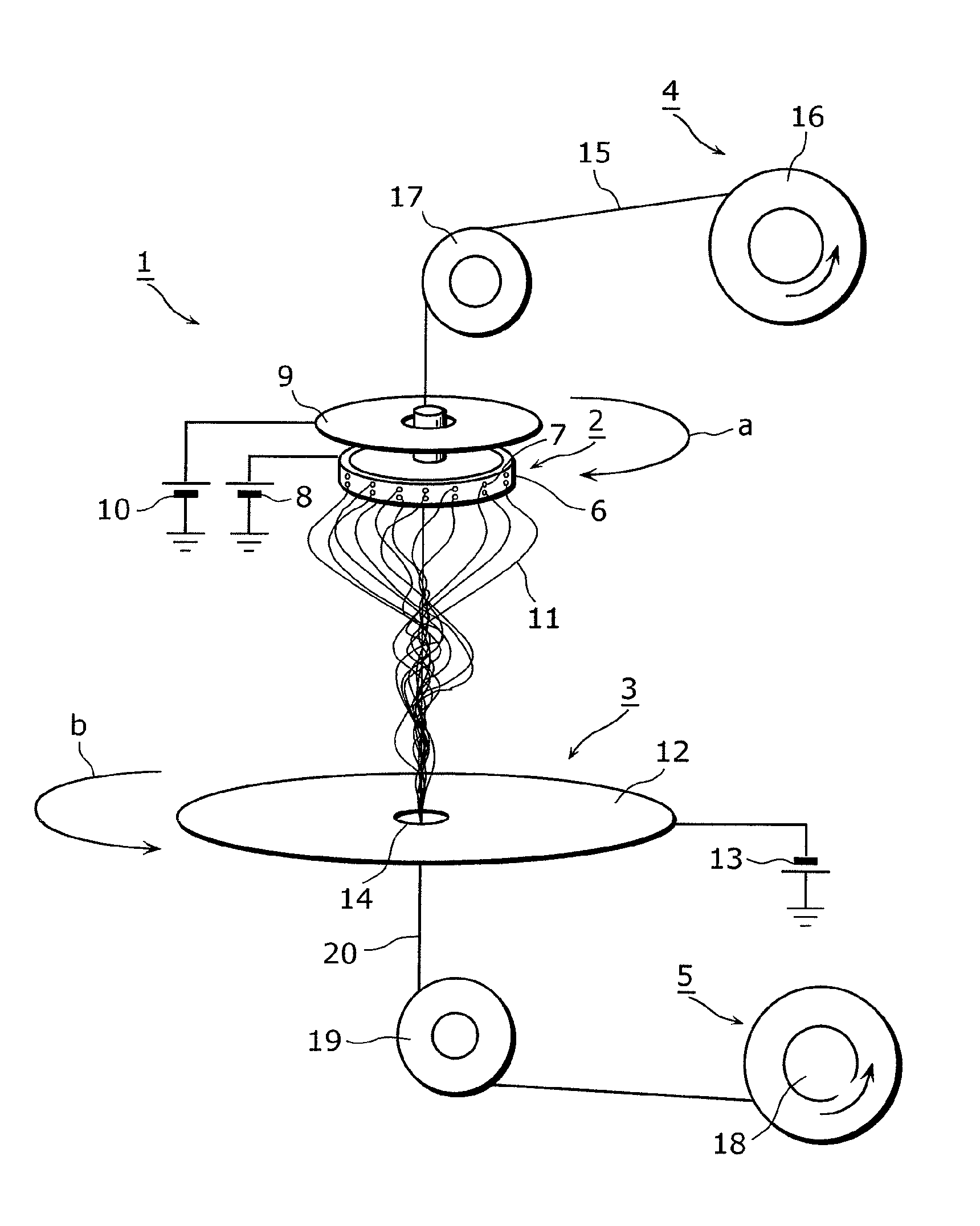 Nanofiber spinning method and device