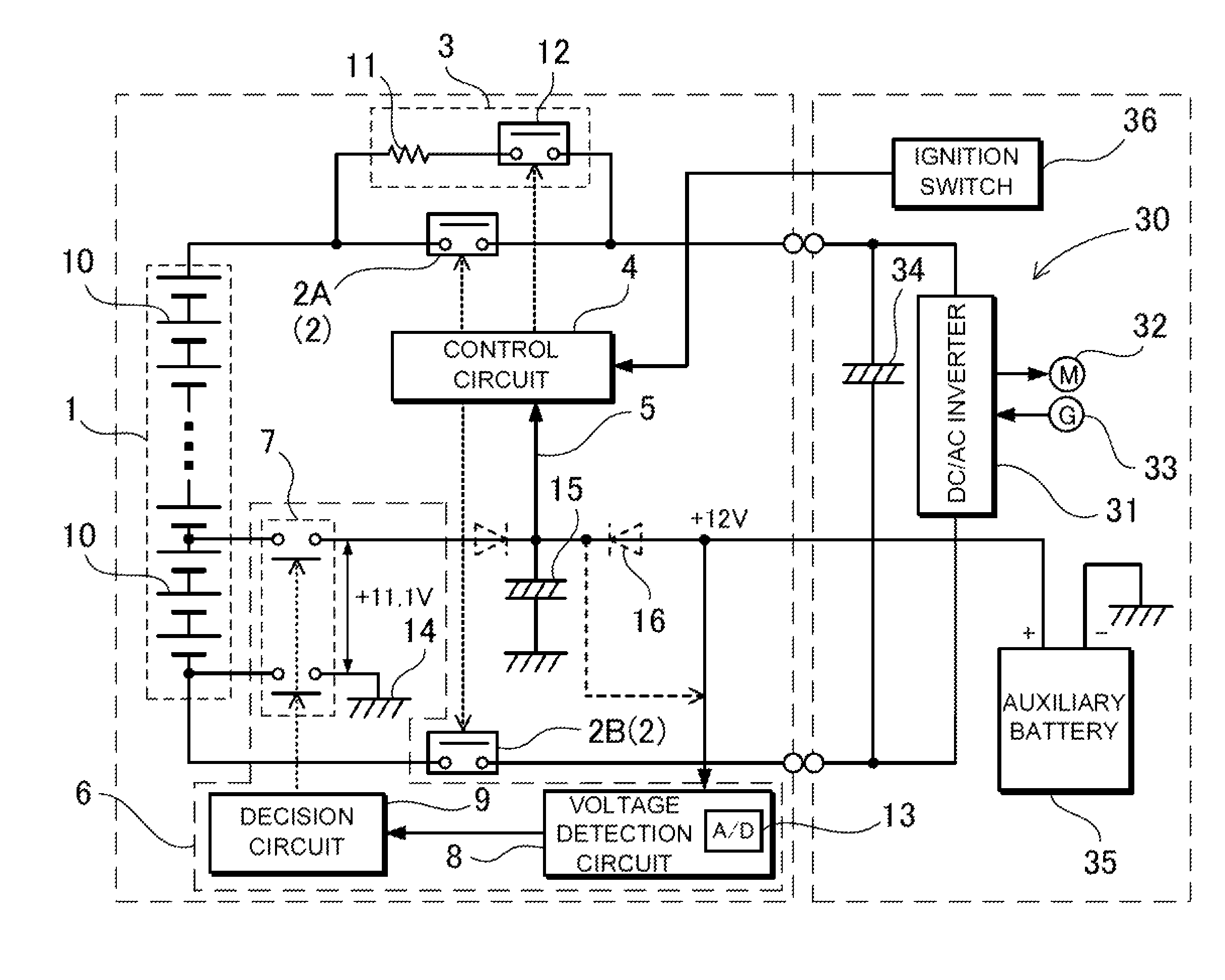 Car power source apparatus and vehicle equipped with the power source apparatus