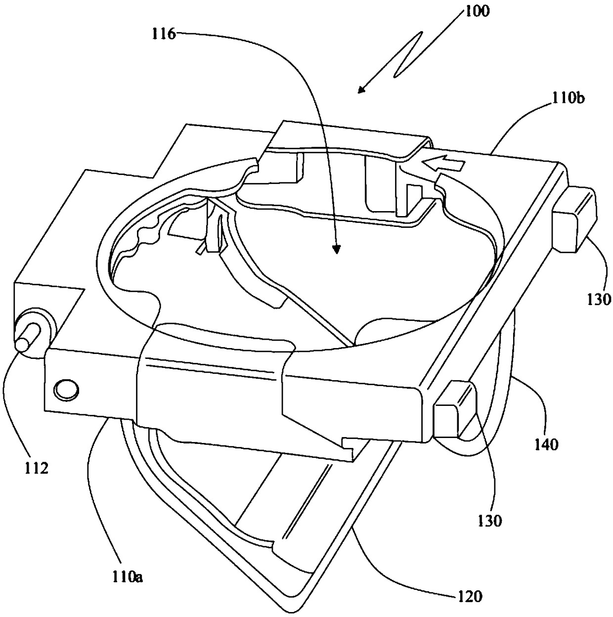 Storage compartment comprising a foldable holder element