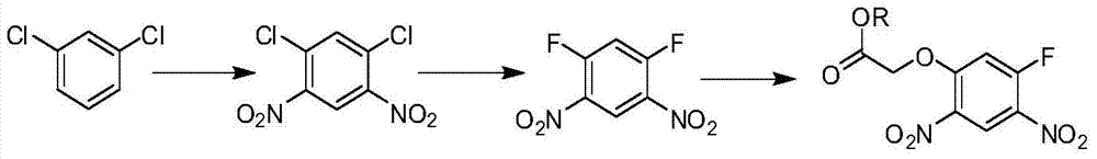 The synthetic method of 2‑(5‑fluoro‑2,4‑dinitrophenoxy) acetate