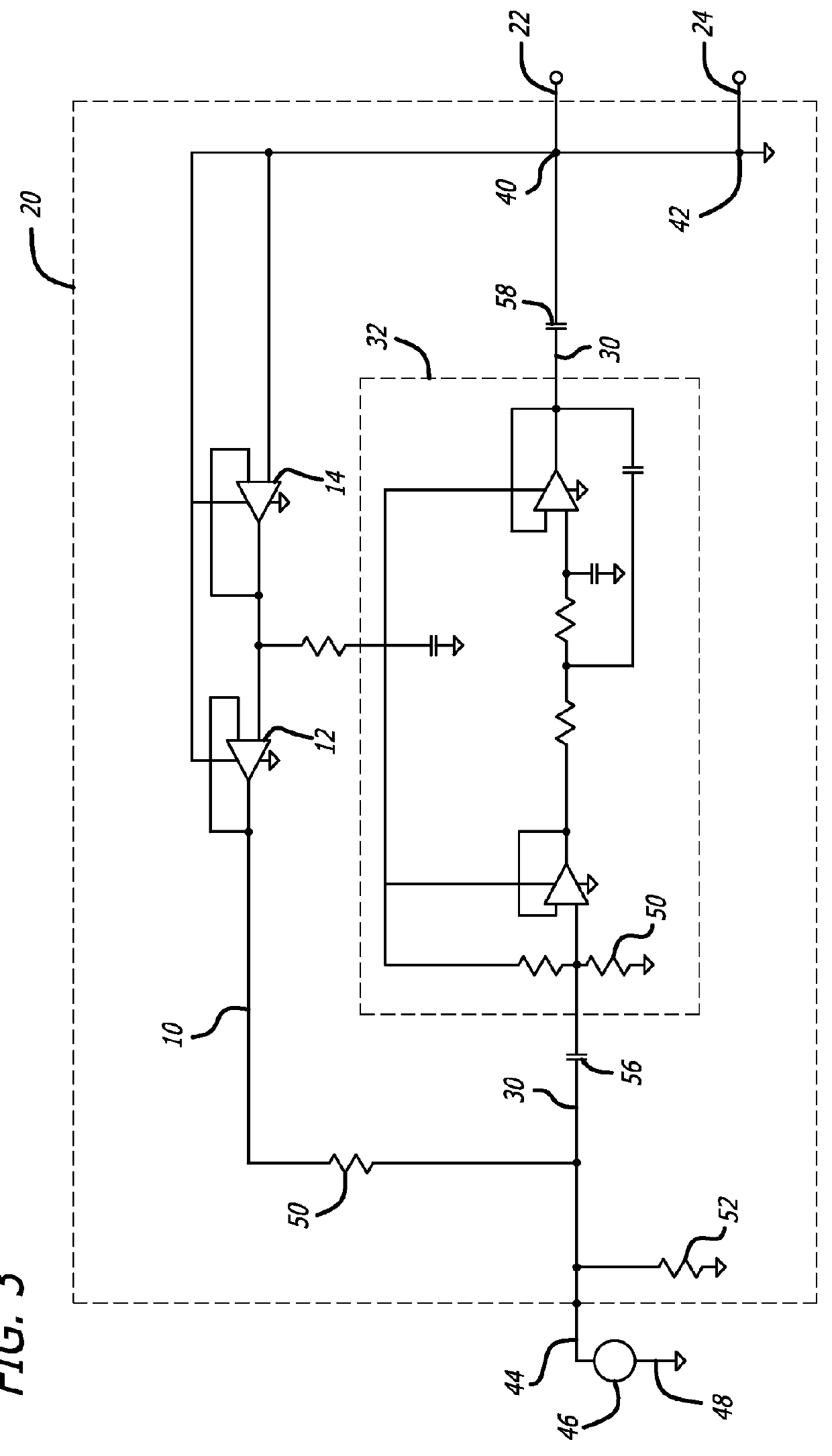 Bi-directional in-line active audio filter