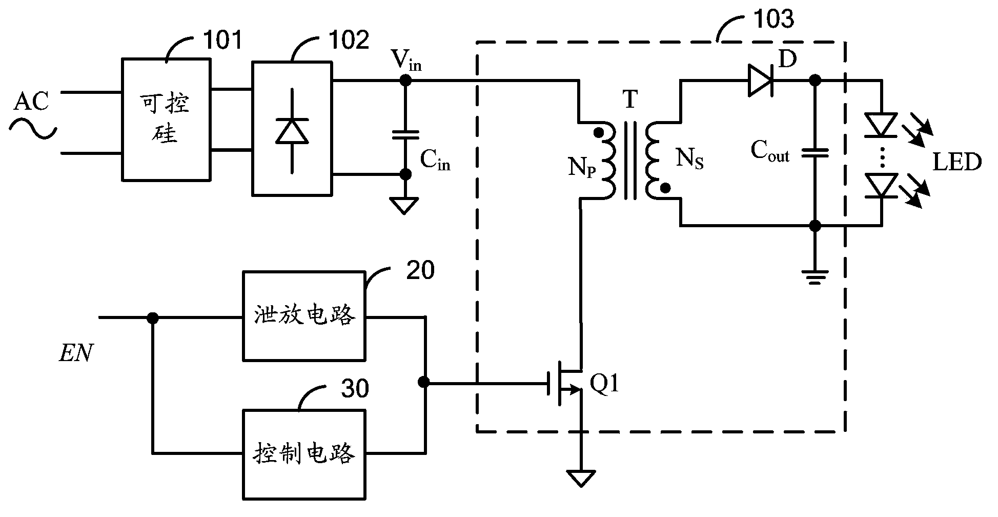 Controllable silicon dimming circuit with nondestructive leakage circuit and method thereof